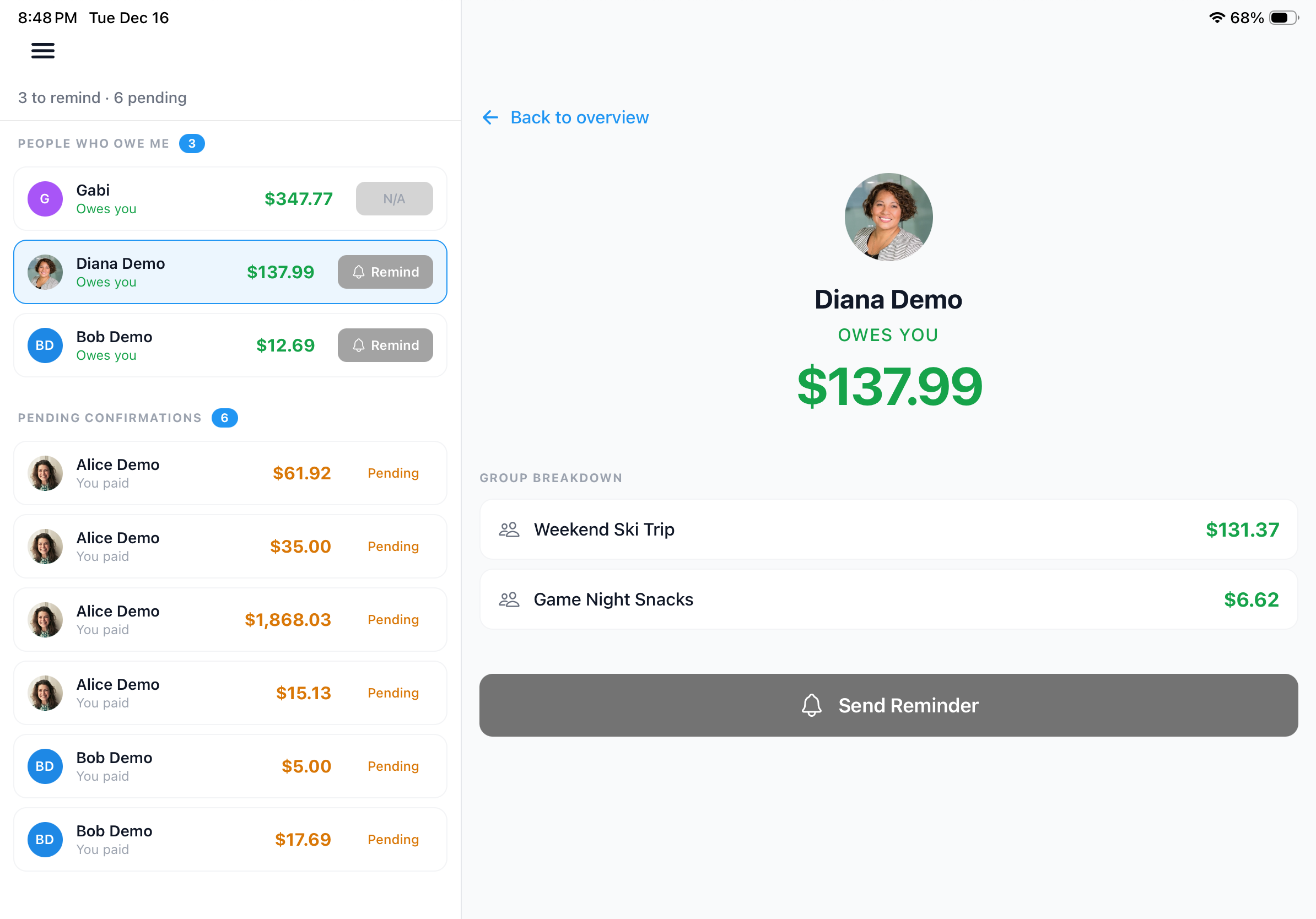 iPad Settlements - Split-view navigation