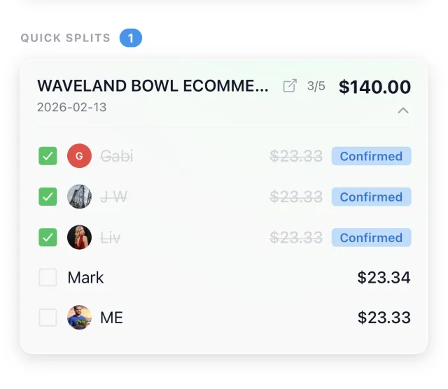 Quick Splits UI