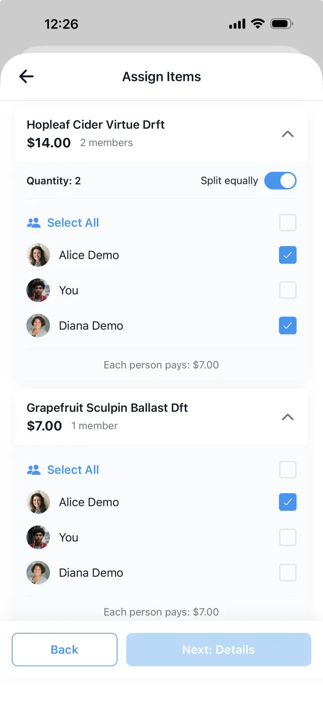 Assigning dinner items between partners