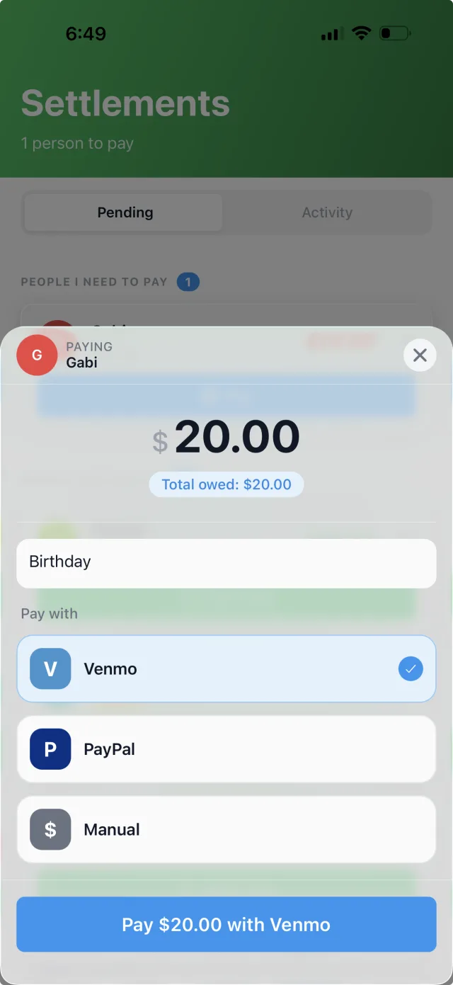 Payment Settlement UI