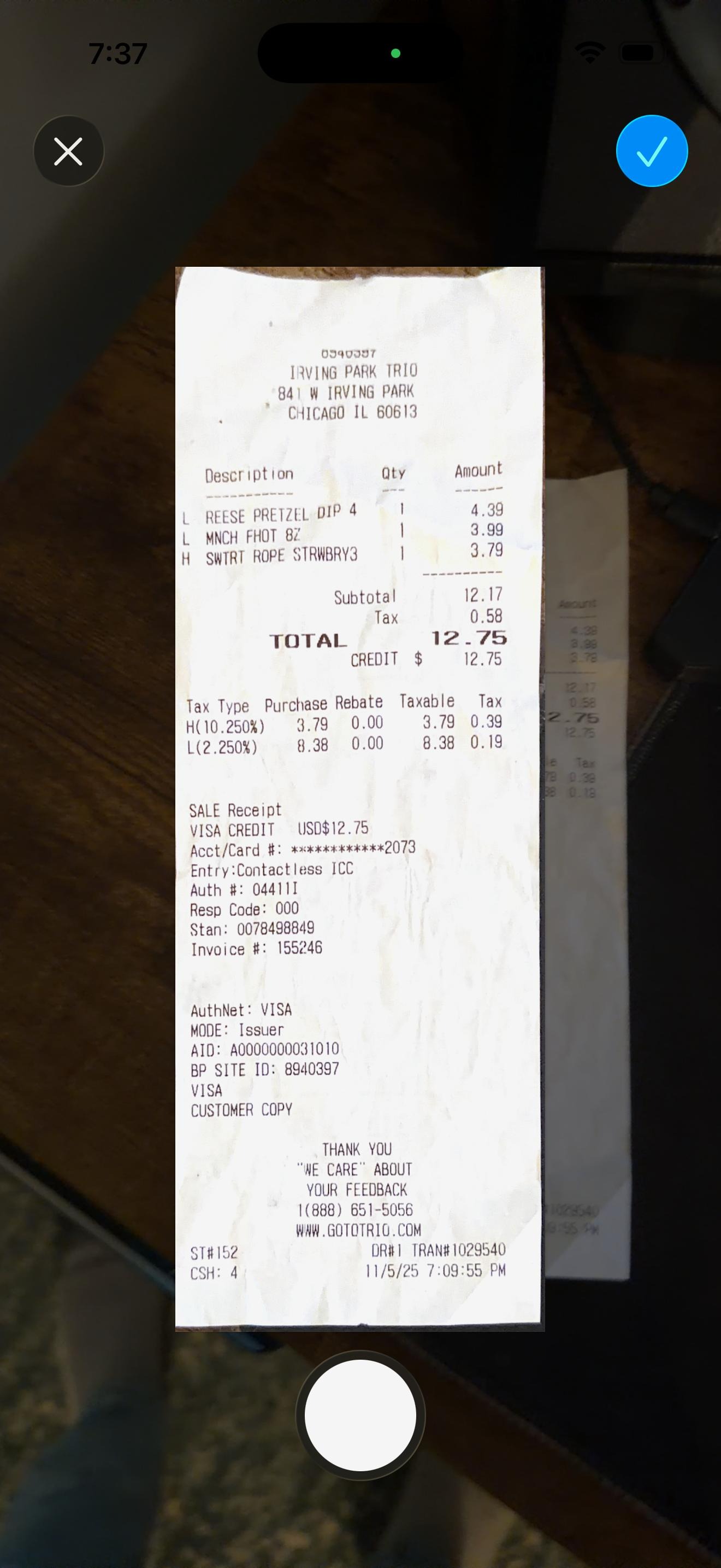 Receipt Scanning UI